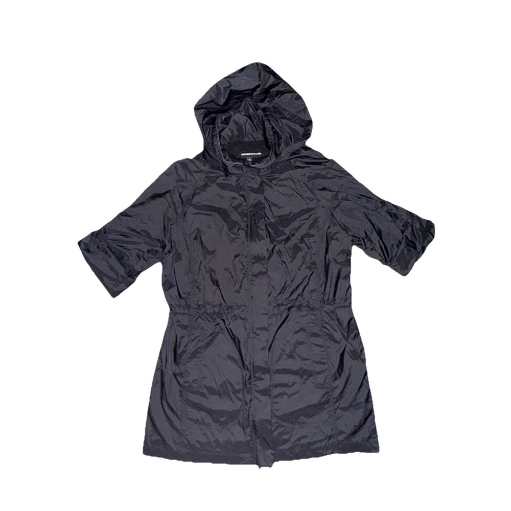 Anatomie Women's Merika Windbreaker Hood Adjustable Sleeve Jacket Blk Sz S NWOT